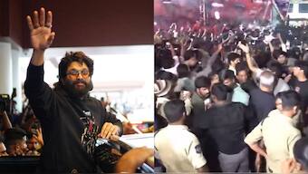Fans eager to catch a glimpse of Allu Arjun surged towards the venue, which led to chaos. Image courtesy: X/Screengrab
