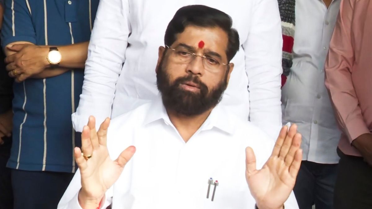 Maharashtra caretaker CM Eknath Shinde addresses a press conference in Satara, December 1, 2024. PTI Maharashtra caretaker CM Eknath Shinde addresses a press conference in Satara, December 1, 2024. PTI