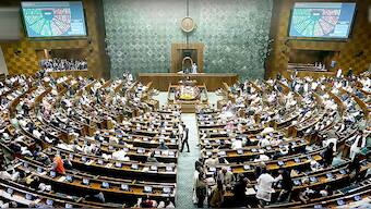 Members during electronic voting after which two bills that lay down the mechanism to hold simultaneous elections, were introduced in the Lok Sabha at the Winter session of Parliament, in New Delhi, December 17, 2024. PTI
