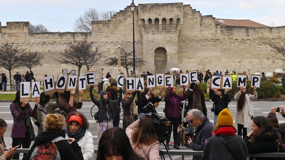 People hold placards as they gather in support of Frenchwoman Gisele Pelicot, the victim of an alleged mass rape orchestrated by her then-husband Dominique Pelicot at their home in the southern French town of Mazan, during the verdict in the trial for Dominique Pelicot and 50 co-accused, in front of the courthouse in Avignon, France, December 19, 2024. The slogan reads "Shame changes sides". Reuters People hold placards as they gather in support of Frenchwoman Gisele Pelicot, the victim of an alleged mass rape orchestrated by her then-husband Dominique Pelicot at their home in the southern French town of Mazan, during the verdict in the trial for Dominique Pelicot and 50 co-accused, in front of the courthouse in Avignon, France, December 19, 2024. The slogan reads "Shame changes sides". Reuters