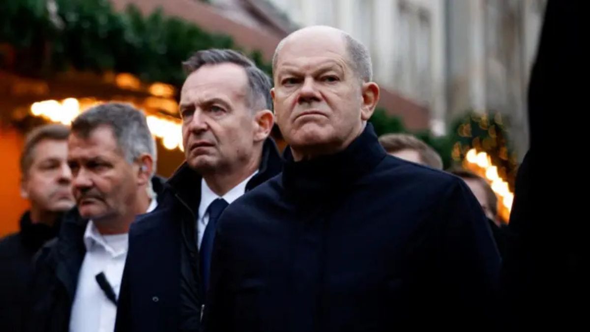 German Chancellor Olaf Scholz at attack site. Reuters German Chancellor Olaf Scholz at attack site. Reuters