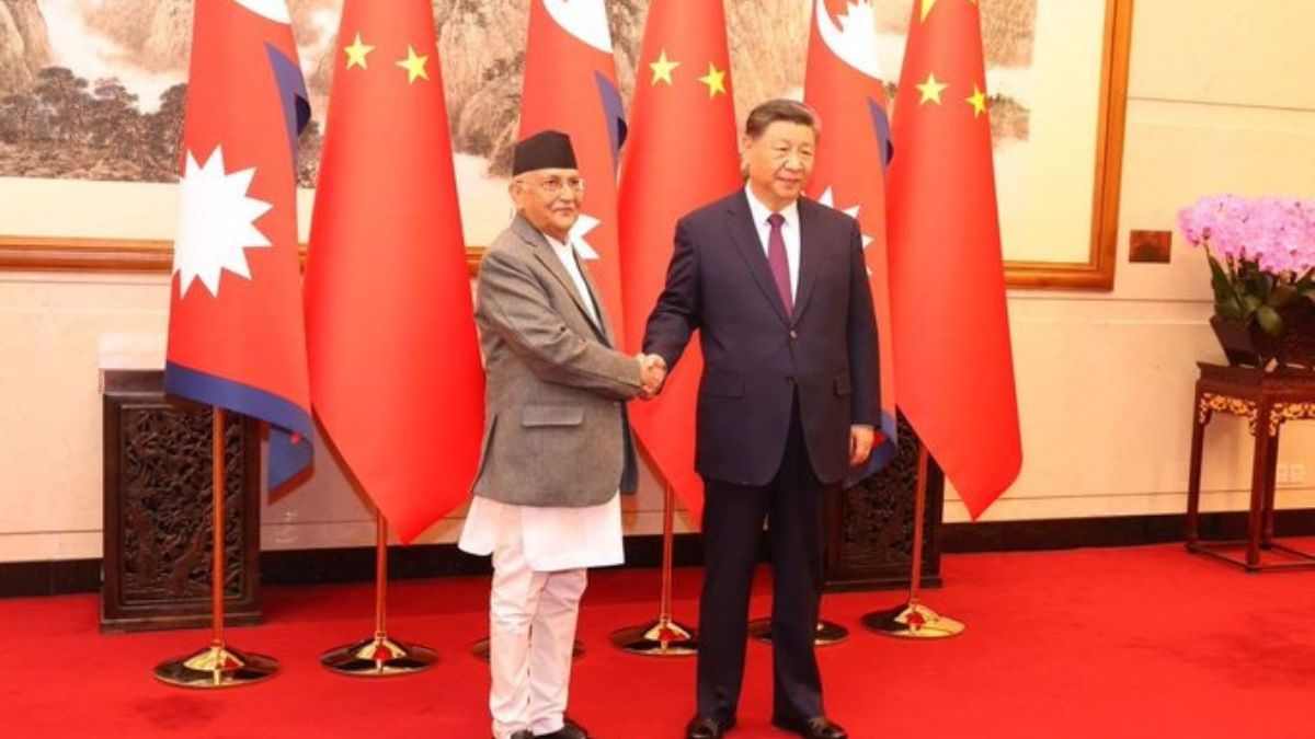 Nepal's PM Khadga Prasad Sharma Oli meets Chinese President Xi Jinping. Nepal's PM Khadga Prasad Sharma Oli meets Chinese President Xi Jinping.
