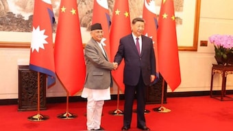 Nepal's PM Khadga Prasad Sharma Oli meets Chinese President Xi Jinping. 