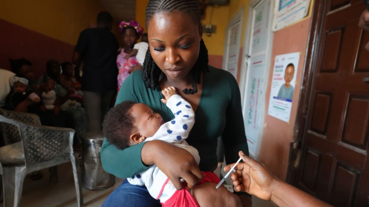 A health worker administers the malaria vaccine R21/Matrix-M to a child at the comprehensive Health Centre in Agudama-Epie, in Yenagoa, Nigeria, Monday, Dec. 9, 2024. AP A health worker administers the malaria vaccine R21/Matrix-M to a child at the comprehensive Health Centre in Agudama-Epie, in Yenagoa, Nigeria, Monday, Dec. 9, 2024. AP