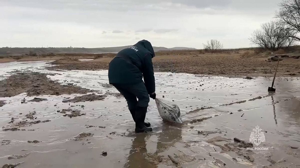 Emergency declared in Russian beach town as oil washes up on coast