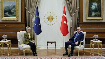 Turkey’s President Erdogan meets with European Commission President Ursula von der Leyen in Ankara. Reuters