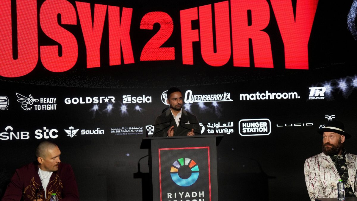 Usyk vs Fury 2 will take place on 21 December (Saturday) at Riyadh, Saudi Arabia. Image: AP
Usyk vs Fury 2 will take place on 21 December (Saturday) at Riyadh, Saudi Arabia. Image: AP