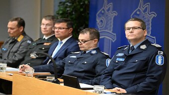 Finnish officials from the police and the National Bureau of Investigation delivering a press conference on the cable damage, on Dec 26 in Helsinki. Reuters