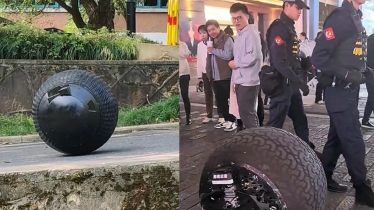 China's latest crime-fighting innovation is RT-G, an AI-powered spherical police robot that not only stops crime but somehow detects it too. Image courtesy: Logon technology, X/@Massimo China's latest crime-fighting innovation is RT-G, an AI-powered spherical police robot that not only stops crime but somehow detects it too. Image courtesy: Logon technology, X/@Massimo