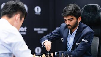 The World ChessChampionship between D Gukesh and Ding Liren is currently tied at 4.5-4.5 after Game 9. Image: FIDE