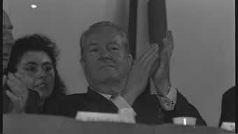 Jean-Marie Le Pen applauds a speech during an Italian neo-fascist MSI party rally in a Rome cinema in 1988. Reuters