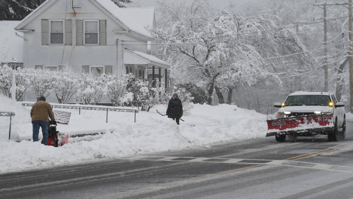 People use shovels and snow blowers to clear snow during the first winter storm of 2024 which is expected to bring heavy snowfall across the northeast United States, in Grafton, Massachusetts, US. Reuters People use shovels and snow blowers to clear snow during the first winter storm of 2024 which is expected to bring heavy snowfall across the northeast United States, in Grafton, Massachusetts, US. Reuters
