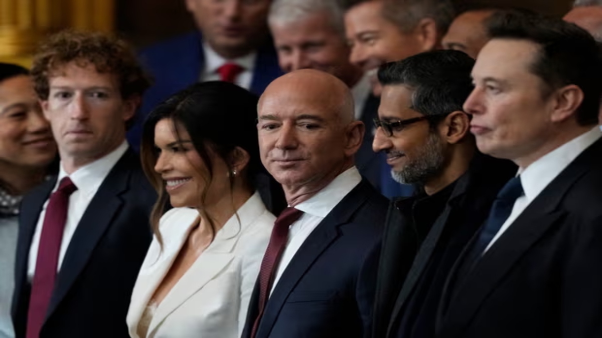 From left: Mark Zuckerberg, Lauren Sanchez, Jeff Bezos, Sundar Pichai and Elon Musk at the inauguration of Donald Trump on Monday. X From left: Mark Zuckerberg, Lauren Sanchez, Jeff Bezos, Sundar Pichai and Elon Musk at the inauguration of Donald Trump on Monday. X