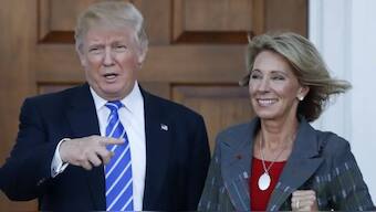 US President Donald Trump with Former Secretary of Department of Education Betsy DeVos. File Image: AP