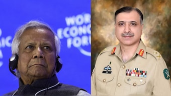 Chief Adviser Bangladesh Government Muhammad Yunus (left) in Davos, Switzerland, January 22, 2025; Pakistan's Inter-Services Intelligence (ISI) chief Lieutenant General Muhammad Asim Malik (left). File Image/Reuters-X