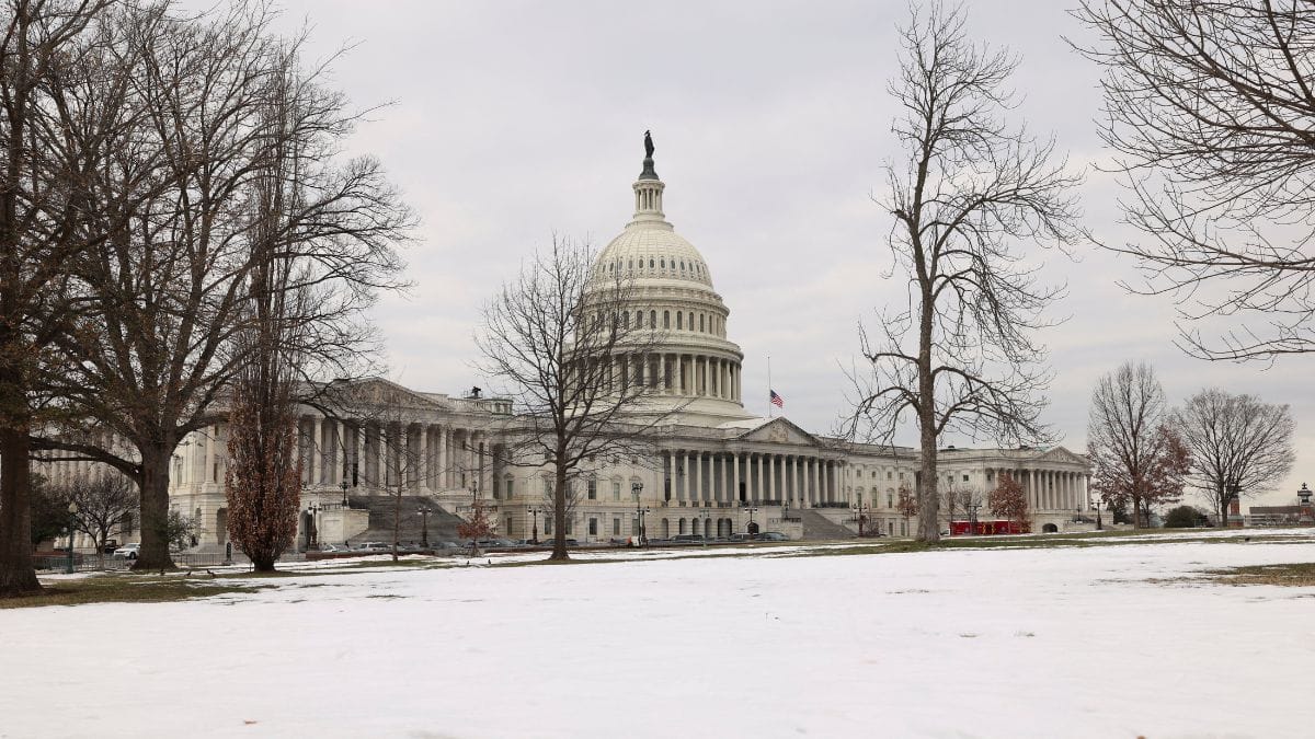 Snow covers the grounds of the US Capitol building on the day it was announced US President-elect Donald Trump's inauguration is being moved indoors due to dangerously cold temperatures expected on Monday, in Washington, US, January 17, 2025. File Image/Reuters