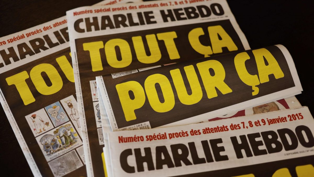 The photo from September 1, 2020 in Paris shows covers of French weekly Charlie Hebdo. Source: AFP. The photo from September 1, 2020 in Paris shows covers of French weekly Charlie Hebdo. Source: AFP.