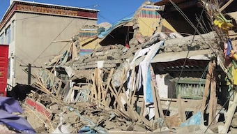 Houses completely damaged in Shigatse, southwestern China's Tibet region, after an earthquake hit the area. AFP | Handout. 