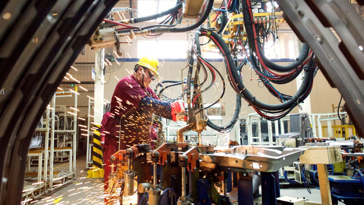 An employee works on the production line at a factory of Chinese automaker JAC Motors in Weifang, Shandong province, China. Source: Reuters | File. An employee works on the production line at a factory of Chinese automaker JAC Motors in Weifang, Shandong province, China. Source: Reuters | File.