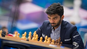 Unbeaten D Gukesh has won five out of 10 matches in Tata Steel Chess 2025. Image: Tata Stel Chess on X

