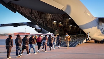 One of the first deportation flights under Trump's new term is a US military aircraft carrying 104 Indian nationals, mostly from Gujarat and Punjab. According to latest update, the C-17 army plane landed in Amritsar, Punjab. File Image courtesy: @PressSec 