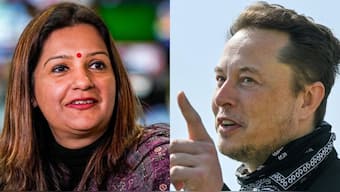 Shiv Sena UBT MP Priyanka Chaturvedi and Tesla CEO Elon Musk. Source: PTI | Reuters.