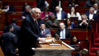 French Prime Minister Francois Bayrou delivers his general policy speech at the National Assembly in Paris, France, on Tuesday. Reuters