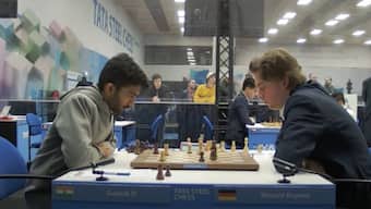 D Gukesh has remained unbeaten in the Tata Steel Chess tournament in Netherlands. Image: Screengrab / Chess24