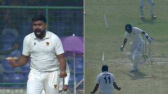 Himanshu Sangwan celebrates after dismissing Virat Kohli. Image: Screengrab/JioCinema