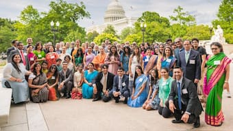 The Coalition of Hindus of North America (CoHNA) Team at Capitol Hill for the 3rd National Hindu Advocacy Day, in Washington, DC, US, on June 28, 2024. Image: PTI