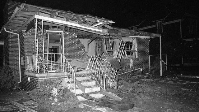 The home of brother of civil rights leader Dr. Martin Luther King Jr, is a shambles after it was dynamited in Birmingham, Alabama. File image/AP