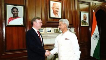 US NSA Jake Sullivan meeting India's External Affairs Minister S Jaishankar in New Delhi. Source: X | @DrSJaishankar | File.