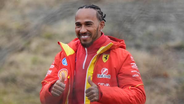 Watch: Lewis Hamilton drives a Ferrari car for the first time after 12-year run with Mercedes