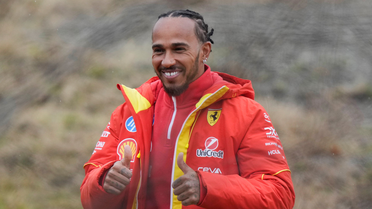 Lewis Hamilton drove a Ferrari car for the first time on 22 January. Image: AP Lewis Hamilton drove a Ferrari car for the first time on 22 January. Image: AP