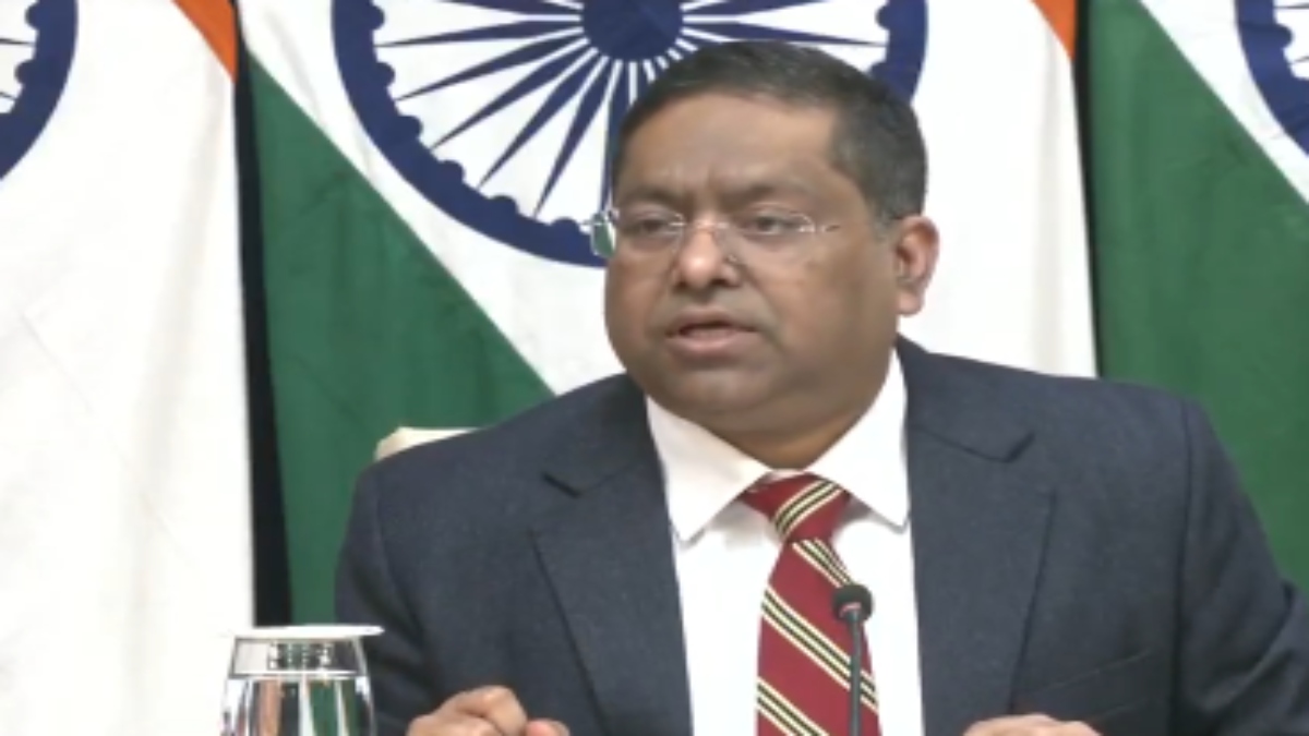 Ministry of External Affairs Spokesperson Randhir Jaiswal during a press conference. File Image- ANI Ministry of External Affairs Spokesperson Randhir Jaiswal during a press conference. File Image- ANI