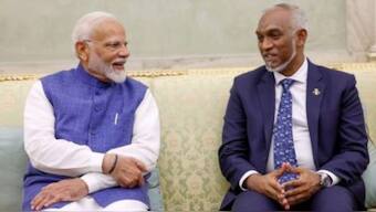 Prime Minister Narendra Modi with Maldives President Mohamed Muizzu. Source: PTI FILE.