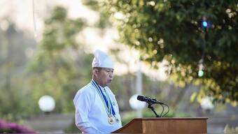 Soe Win, Deputy Commander-in-Chief of Myanmar's Defence Services, speaks during a ceremony to mark country's 77th Independence Day in Naypyidaw on January 4, 2025. AFP