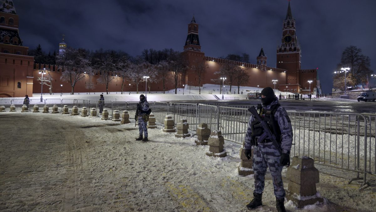 Servicemen of Rosguardia (National Guard) guard an area near Red Square prior to celebrating the New Year's Day, in Moscow, Russia. AP Servicemen of Rosguardia (National Guard) guard an area near Red Square prior to celebrating the New Year's Day, in Moscow, Russia. AP