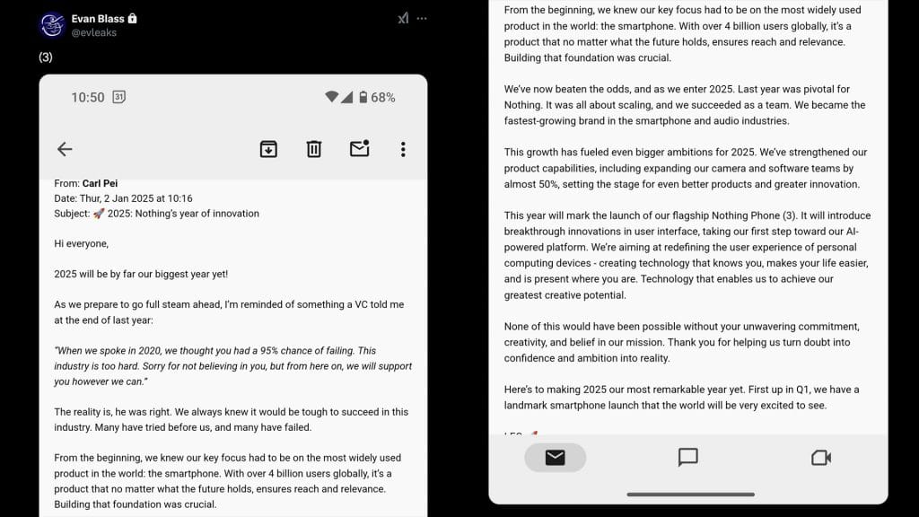 Nothing likely to launch Phone (3) by March this year, tipster leaks email from CEO Carl Pei 1-2025-01-e3adf441d8b013baf24be5fa2f87de7a