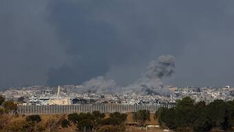 Smoke rises from an Israeli strike as the Israeli military conducts operations inside the Gaza Strip, amid the ongoing conflict between Israel and Hamas, as seen from southern Israel, on Wednesday. Reuters