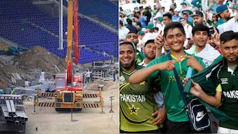 Renovation work at Karachi Stadium ahead of Champions Trophy. Image: Reuters