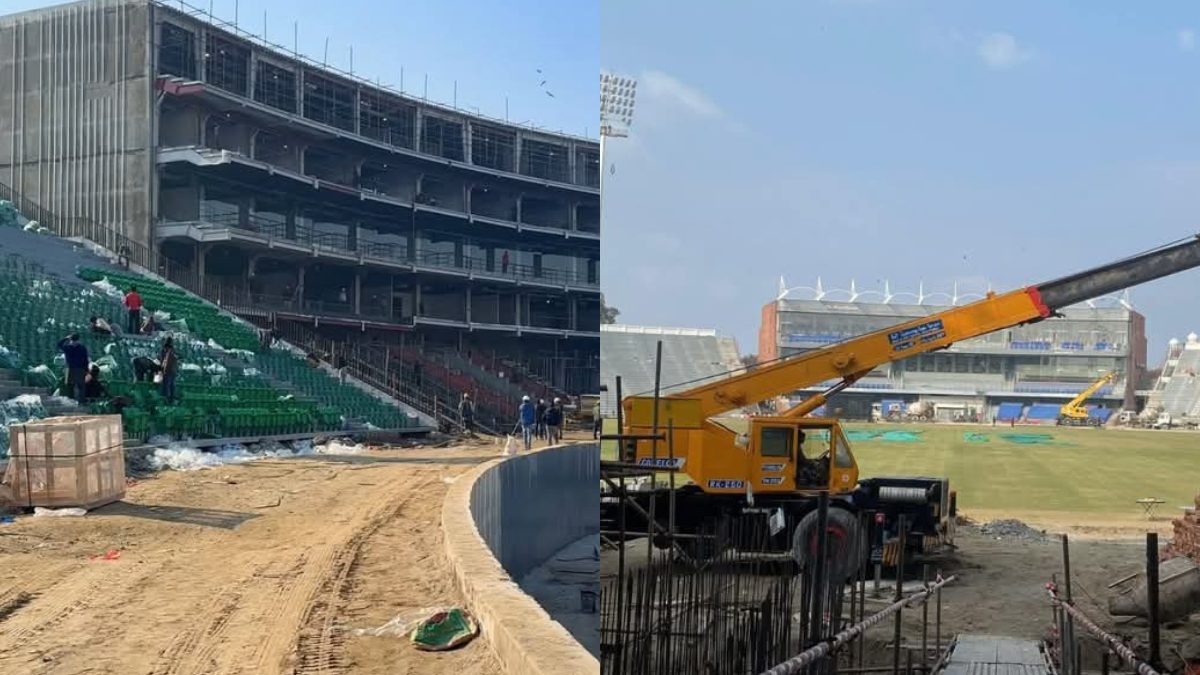 Pakistan is facing a race against time to get their cricket stadiums ready for Champions Trophy 2025. Images: Huzaiba and Ahmad Hasseb on X Pakistan is facing a race against time to get their cricket stadiums ready for Champions Trophy 2025. Images: Huzaiba and Ahmad Hasseb on X