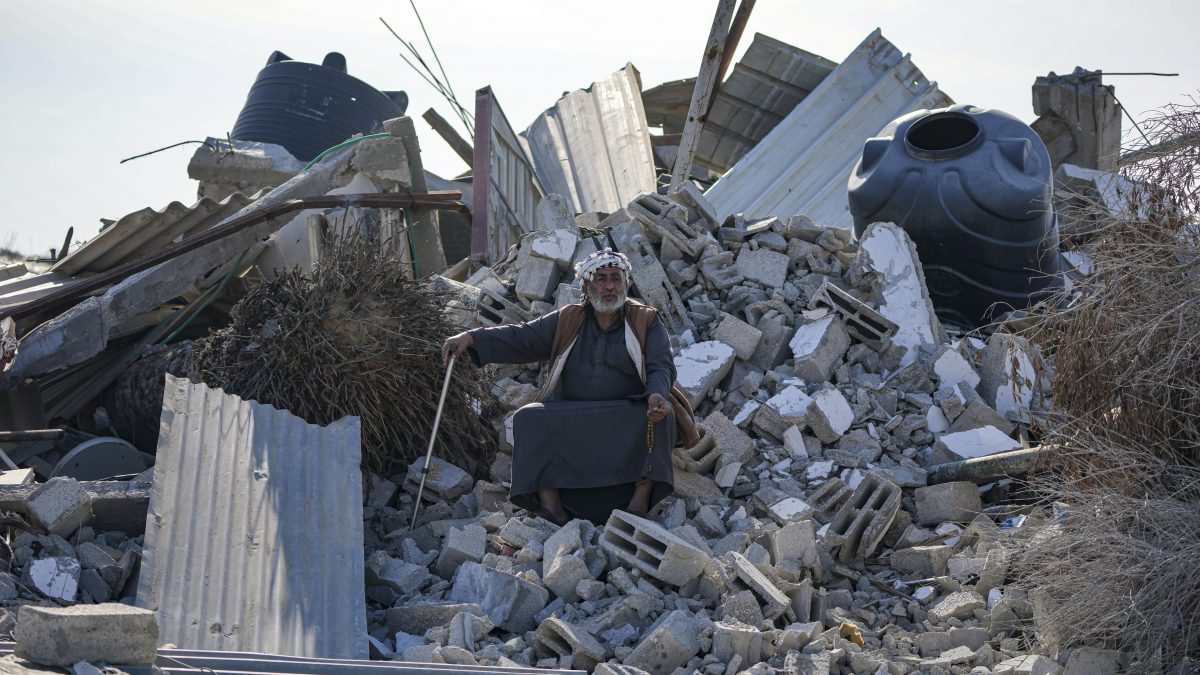 Atiya Abu Sheiban sits on the ruins of his destroyed home, days after the ceasefire deal between Israel and Hamas, in Rafah, southern Gaza Strip. AP Atiya Abu Sheiban sits on the ruins of his destroyed home, days after the ceasefire deal between Israel and Hamas, in Rafah, southern Gaza Strip. AP