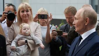 Russia's President Vladimir Putin meets with patients as he visits the new children's clinical centre named after Leonid Roshal outside Moscow, Russia, August 21, 2024. File Image/Sputnik via Reuters