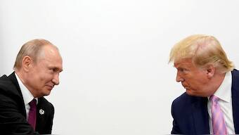 President Donald Trump and Russian President Vladimir Putin hold a bilateral meeting at the G20 leaders summit in Osaka, Japan on June 28, 2019. Reuters File