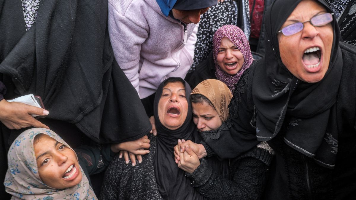 Women mourn their relatives who were killed by Israeli bombardment outside the Aqsa Martyrs hospital in Deir el-Balah in the central Gaza Strip on January 5. AFP Women mourn their relatives who were killed by Israeli bombardment outside the Aqsa Martyrs hospital in Deir el-Balah in the central Gaza Strip on January 5. AFP