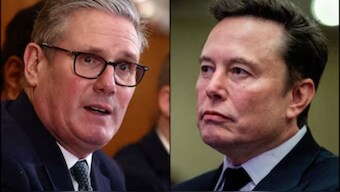 UK PM Keir Starmer (L) and US-based billionaire Elon Musk (R). Reuters