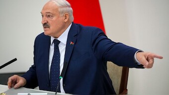 Belarusian President Alexander Lukashenko gestures while speaking to the media after voting in presidential elections in Minsk, Belarus, Sunday, Jan. 26, 2025.  Image- AP