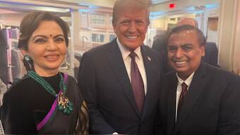 Nita Ambani, Mukesh Ambani meet US President-elect Trump. Image- ANI