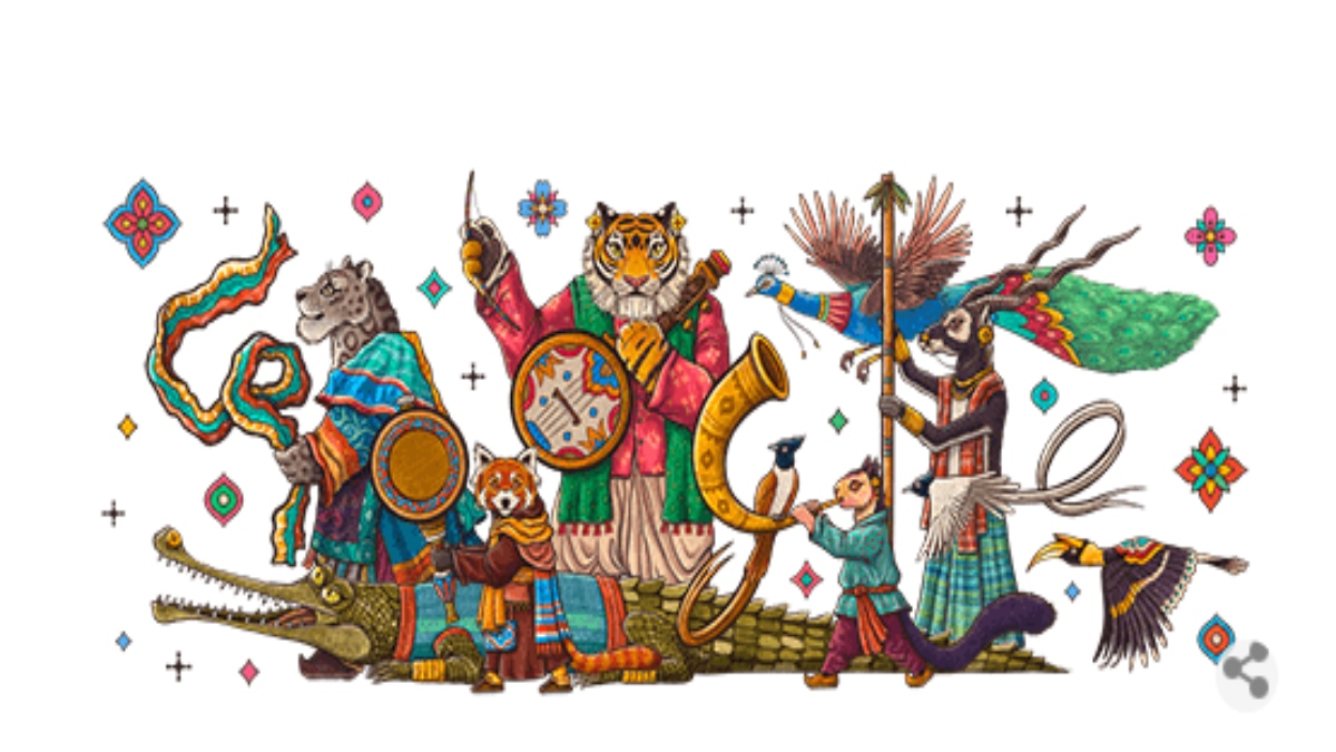 Google celebrates India's 76th Republic Day with a wildlife parade doodle Google celebrates India's 76th Republic Day with a wildlife parade doodle